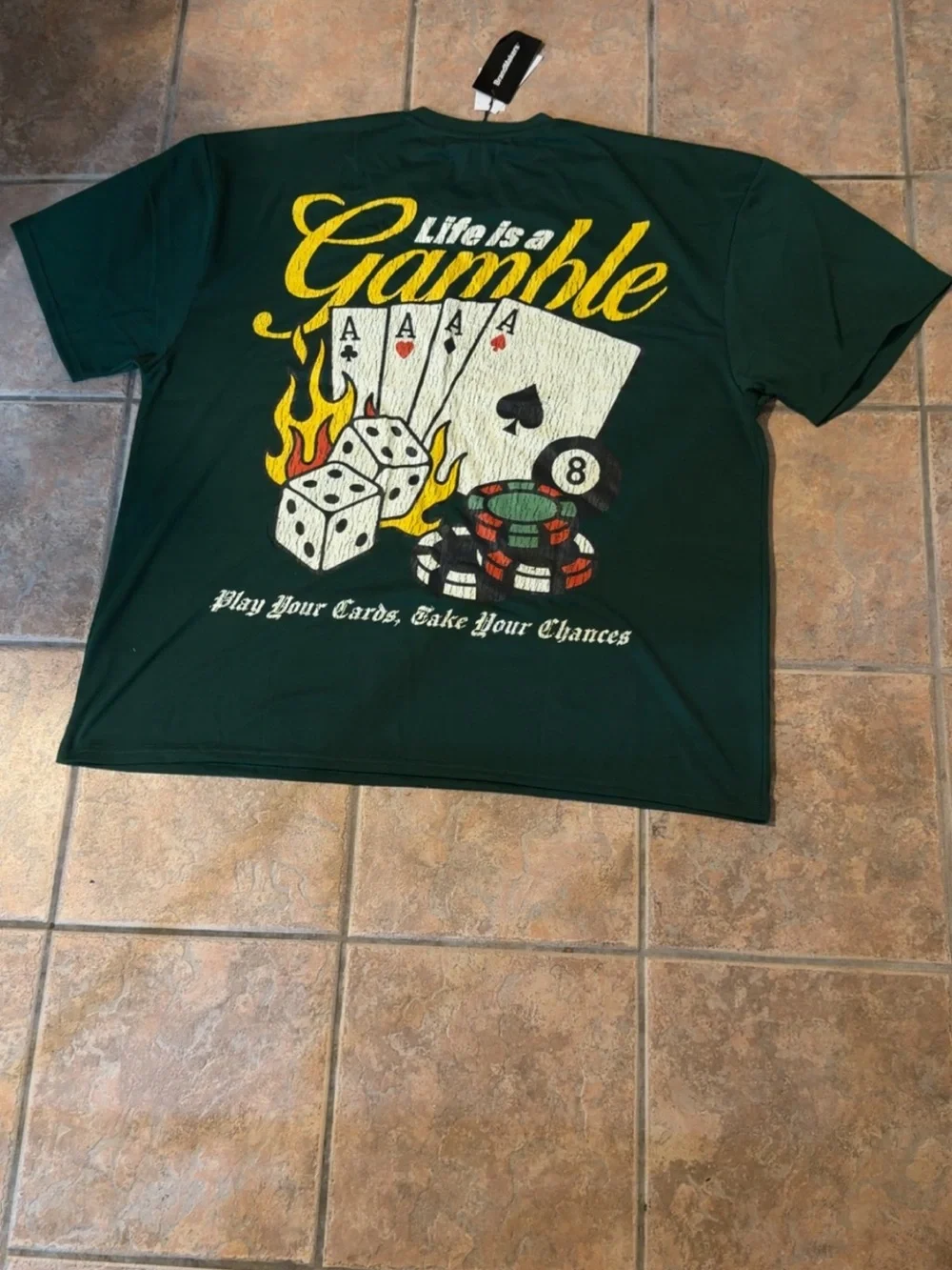 Life Is a Gamble Graphic Tee - Dark Green